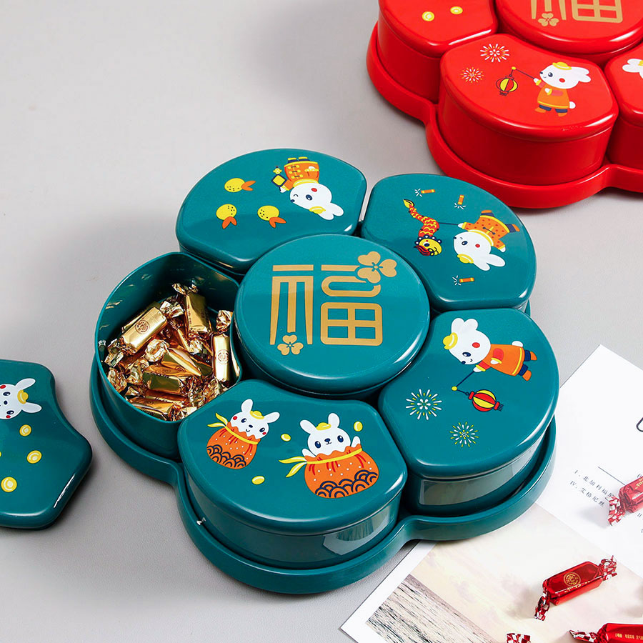 梅花旋轉糖果盒  (紅/