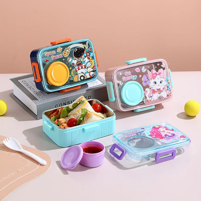彩光卡通不銹鋼餐盒(