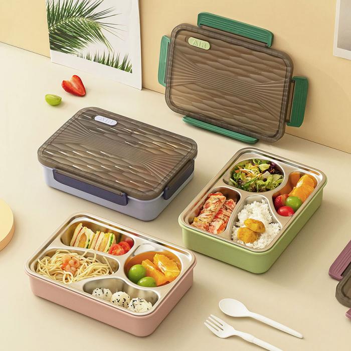 小簡四格不銹鋼飯盒